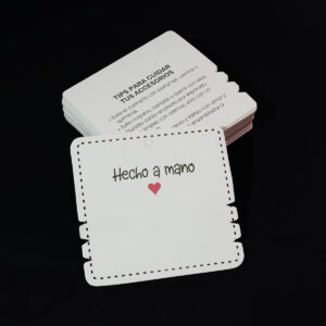 Etiqueta Carton Pulsera Paq*100 Unid Hecho a Mano Blanco Decorado + Tips FR-200