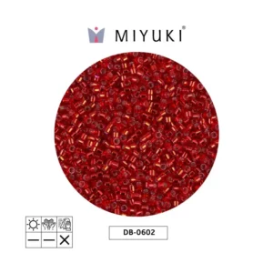 Miyuki Delica Transparente Rojo Linea Plateada DB0602