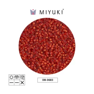 Miyuki Delica Silver Lined Frosted Red Orange DB0683
