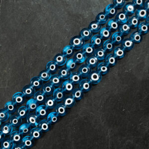 Piedra Ojo Turco Plano Vidrio 8 mm Azul Claro Ojo Turco Plano Vidrio 8 mm Azul Claro