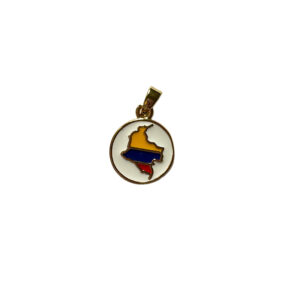 Dije Mapa Bandera Colombia Tricolor Redond 12mm Dor DA910-1